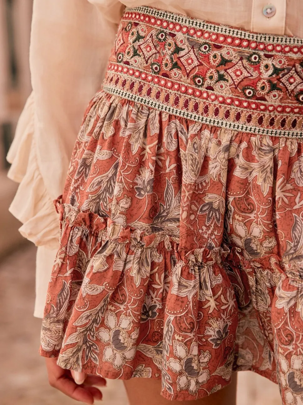 Oranje - Boho Rara Mini Skirt