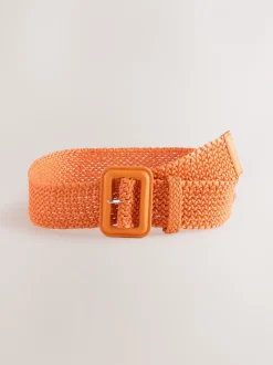 Oranje - Brede riem met raffia-effect