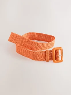 Oranje - Brede riem met raffia-effect