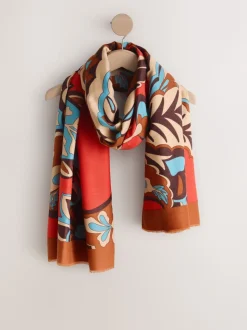 Oranje met paisleyprint - Halfzware sjaal