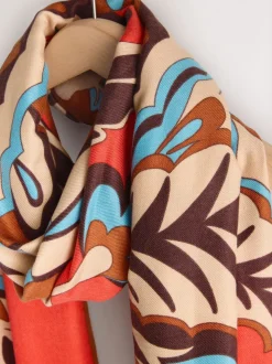 Oranje met paisleyprint - Halfzware sjaal