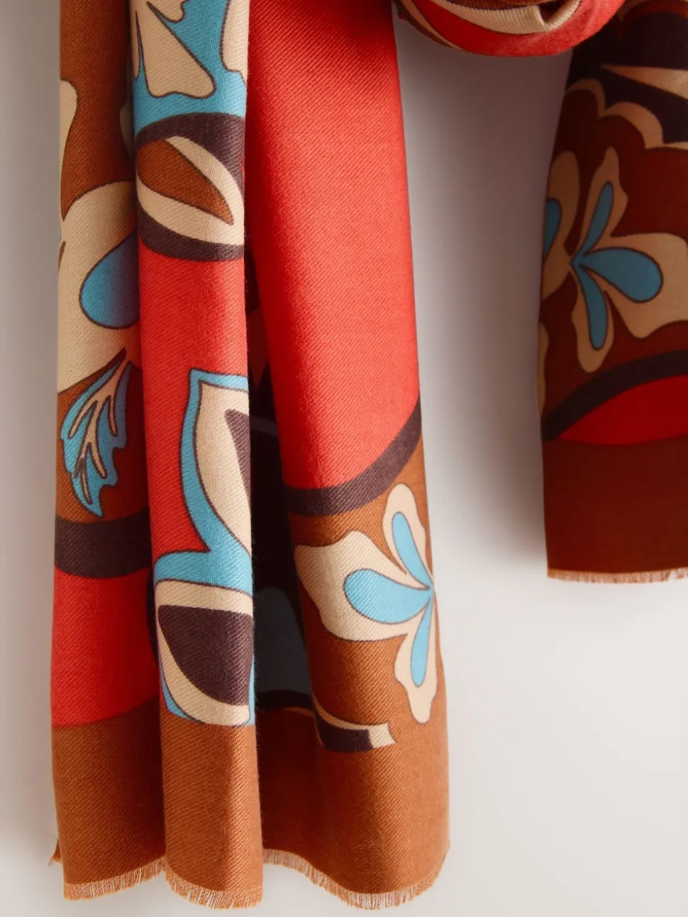 Oranje met paisleyprint - Halfzware sjaal