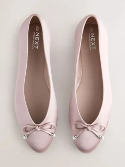 Oudroze - Ballerina's met pareleffect en strikdetail voor bruidsmeisjes