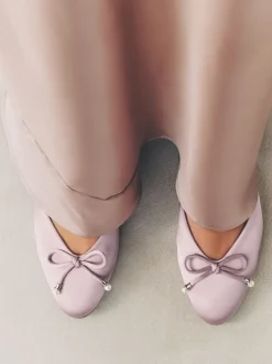 Oudroze - Ballerina's met pareleffect en strikdetail voor bruidsmeisjes
