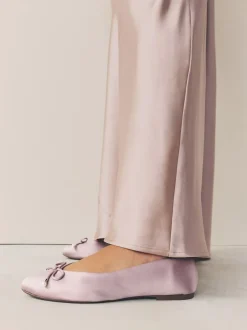 Oudroze - Ballerina's met pareleffect en strikdetail voor bruidsmeisjes