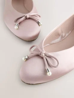 Oudroze - Ballerina's met pareleffect en strikdetail voor bruidsmeisjes
