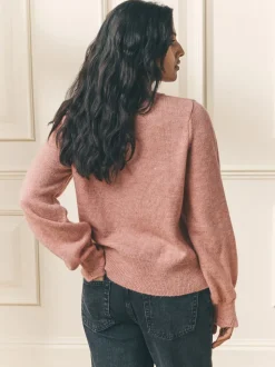 Oudroze - Laura Ashley Pointelle Button Through Scallop Cardigan With A Touch Of Wool