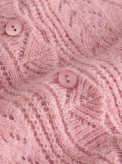 Oudroze - Laura Ashley Pointelle Button Through Scallop Cardigan With A Touch Of Wool