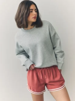 Oudroze - Sportshort met contrasterende Streep