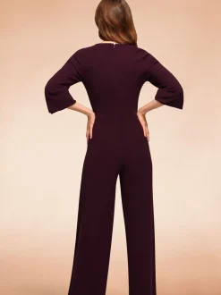 Paars - Hot Squash Ruched Jumpsuit with Sleeves