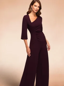 Paars - Hot Squash Ruched Jumpsuit with Sleeves