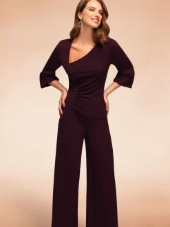 Paars - Hot Squash Ruched Jumpsuit with Sleeves