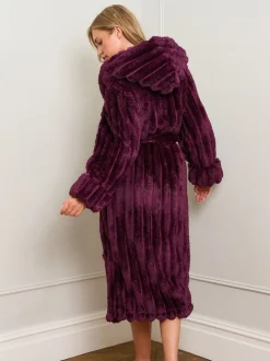Paars - Jim Jam the Label Chocolate Ribbed Dressing Brown Gown