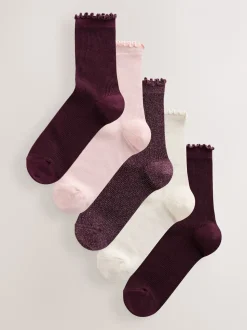 Paars - Lettuce Welt Ankle Socks 5 Pack