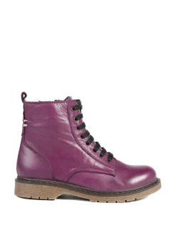Paars - Pavers All Leather Block Heel Ankle Boots