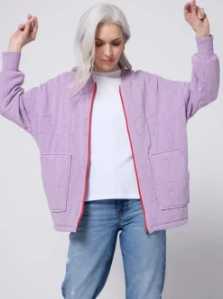 Paars - SCAMP & DUDE Quilted Bolt Bomber Jacket