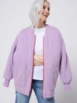 Paars - SCAMP & DUDE Quilted Bolt Bomber Jacket