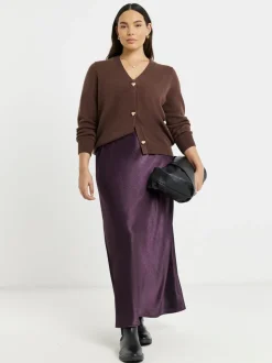 Paars - Simply Be satijnen maxi-rok