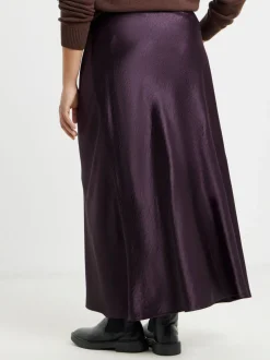 Paars - Simply Be satijnen maxi-rok