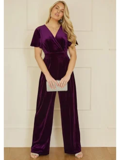 Paars - Yumi - Jumpsuit met engelenmouwen