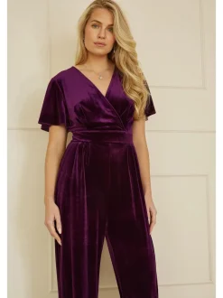 Paars - Yumi - Jumpsuit met engelenmouwen
