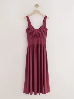 Paarsblauw - Jersey Waisted Summer Midi Dress