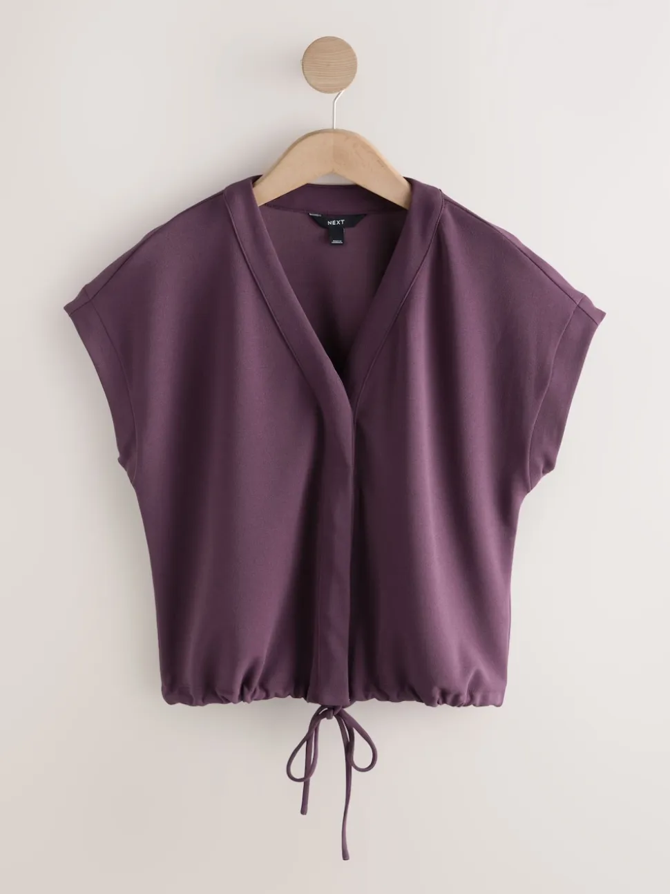 Paarsblauw - V-Neck Short Sleeved Tie Waist Top