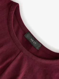 Paarsblauw - Zomerse T-shirtjurk met draai en korte mouwen
