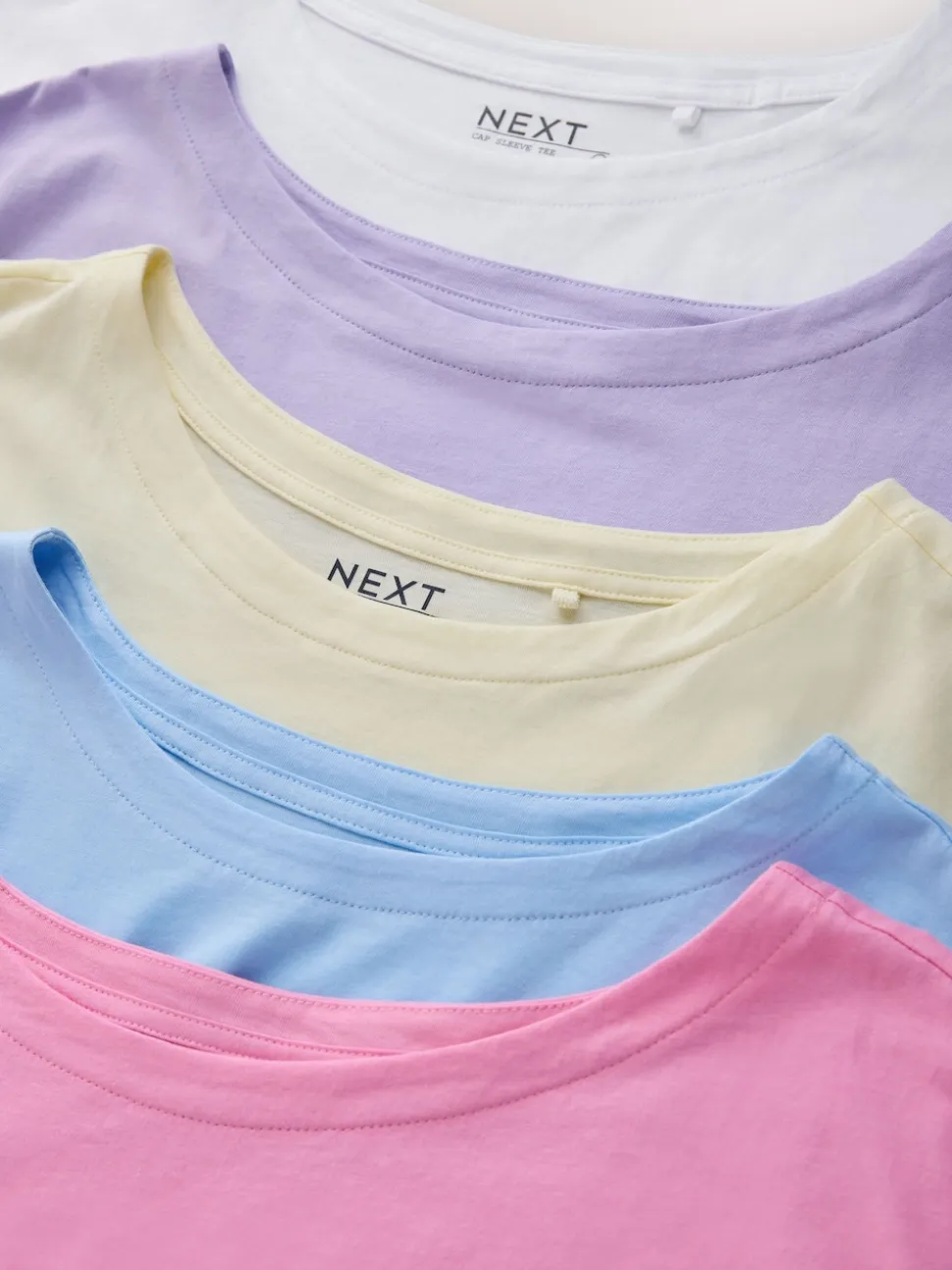 Paars/blauw/botergeel/roze/wit - Set van 5 T-shirts met kapmouwtjes