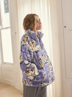 Paarse Swan - Borg fleece met korte rits
