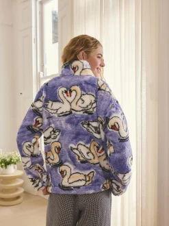 Paarse Swan - Borg fleece met korte rits