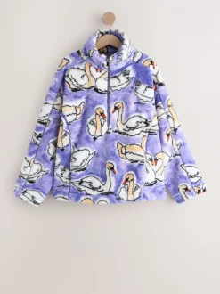Paarse Swan - Borg fleece met korte rits