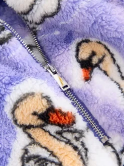 Paarse Swan - Borg fleece met korte rits