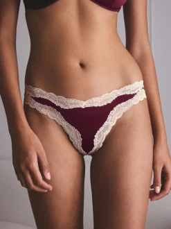 Paars/groen - High Shine & Lace Trim Brazilian Knickers 2 Pack