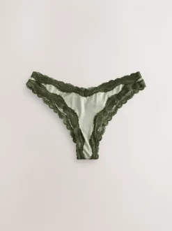 Paars/groen - High Shine & Lace Trim Brazilian Knickers 2 Pack