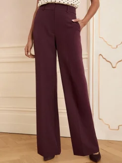 Paarsrood - Love & Roses broek met wijde pijpen