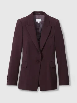 Paarsrood - Reiss Gabi maatsnit-kostuumblazer met enkele knoopsluiting