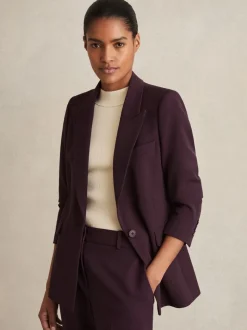 Paarsrood - Reiss Gabi maatsnit-kostuumblazer met enkele knoopsluiting