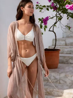 Pale Pink Plisse - Tie Waist Maxi Cover-Up