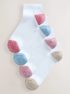 Pastel - Heel and Toe Detail White Trainer Socks 4 Pack