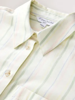 Pastel gestreept - Ruimvallend 100% katoenen button-down casual overhemd met lange mouwen