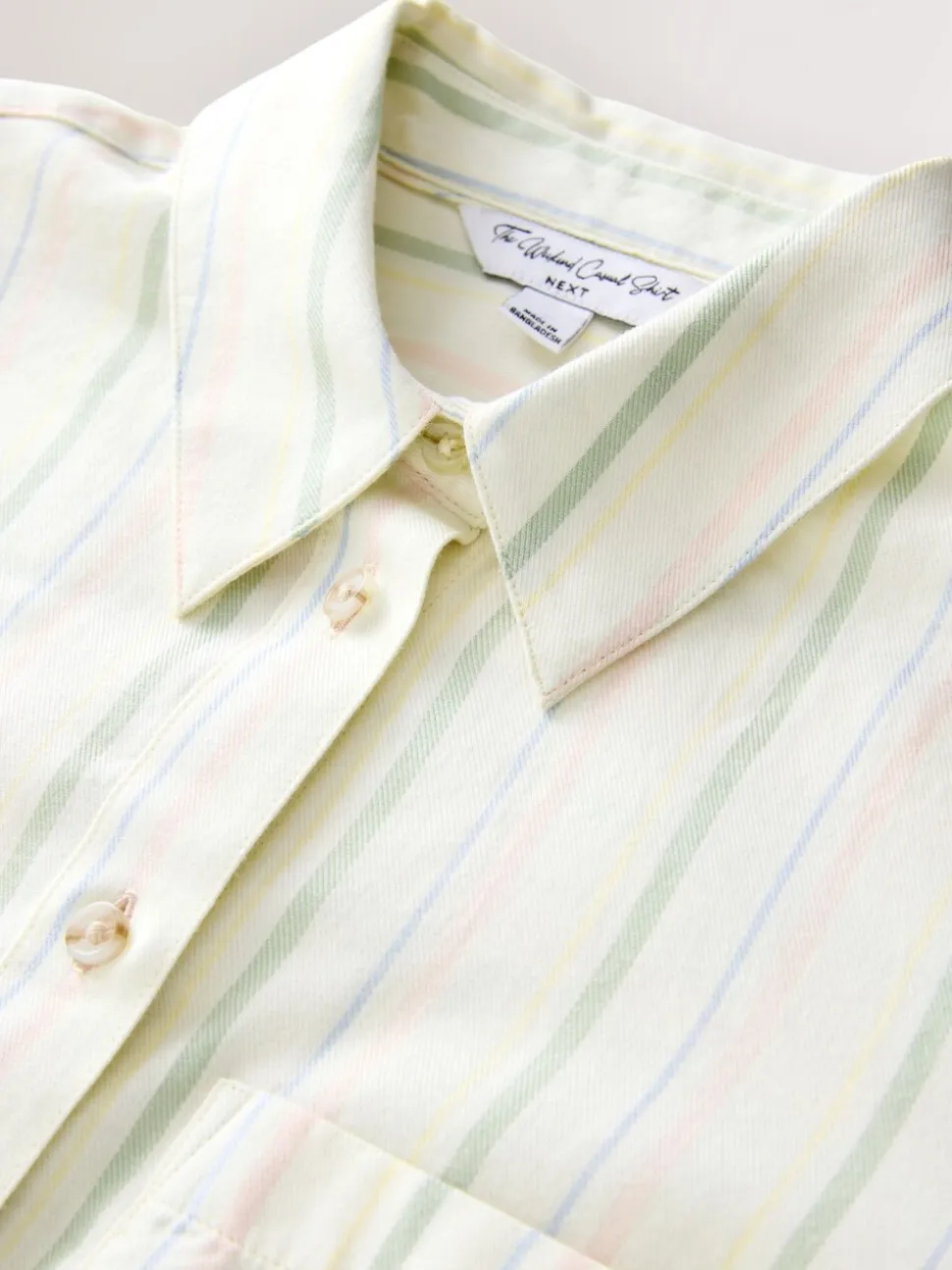 Pastel gestreept - Ruimvallend 100% katoenen button-down casual overhemd met lange mouwen