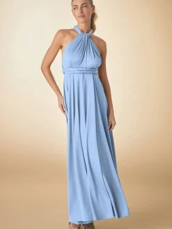 Pastelblauw - Multiway jersey Maxi-jurk voor bruiloftsgasten