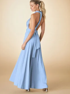 Pastelblauw - Multiway jersey Maxi-jurk voor bruiloftsgasten