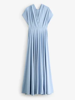 Pastelblauw - Multiway jersey Maxi-jurk voor bruiloftsgasten