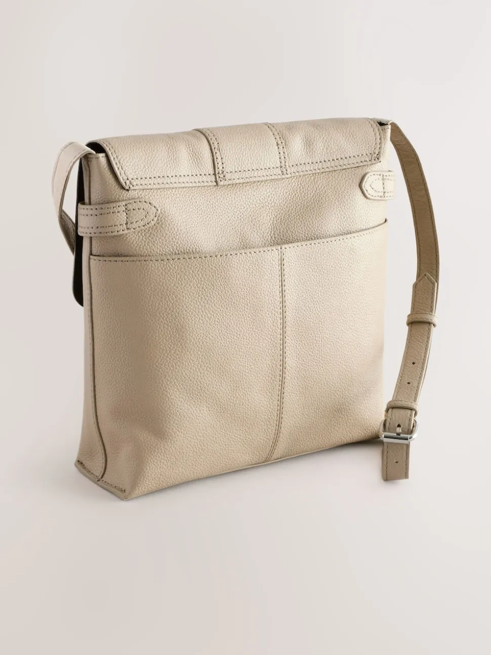 Pastelgeel - Leren messenger-tas met vak