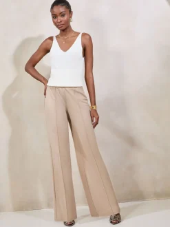 Pastelgeel - Lipsy - Broek met wijde pijpen en hoge taille