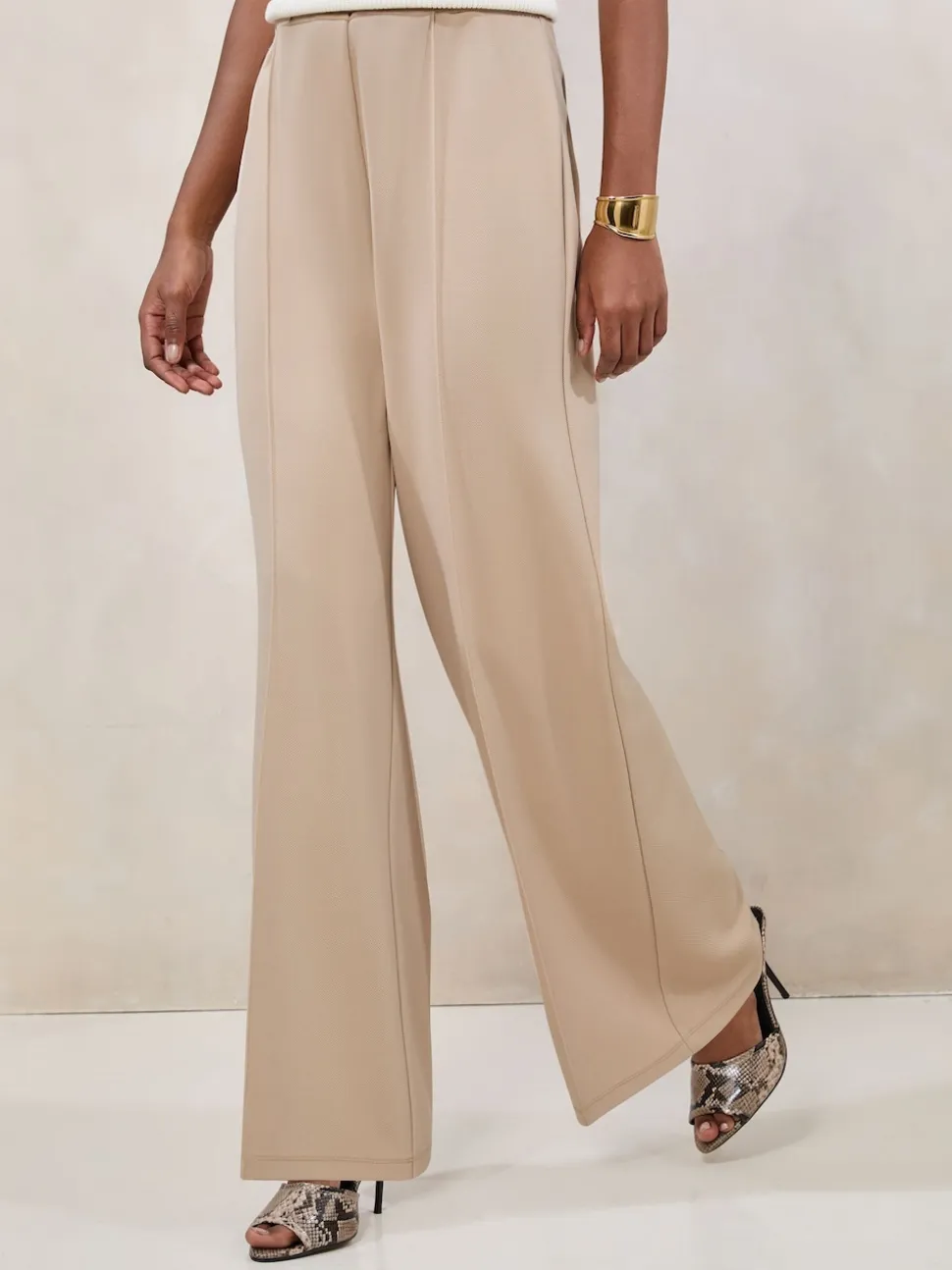 Pastelgeel - Lipsy - Broek met wijde pijpen en hoge taille