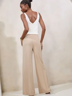 Pastelgeel - Lipsy - Broek met wijde pijpen en hoge taille