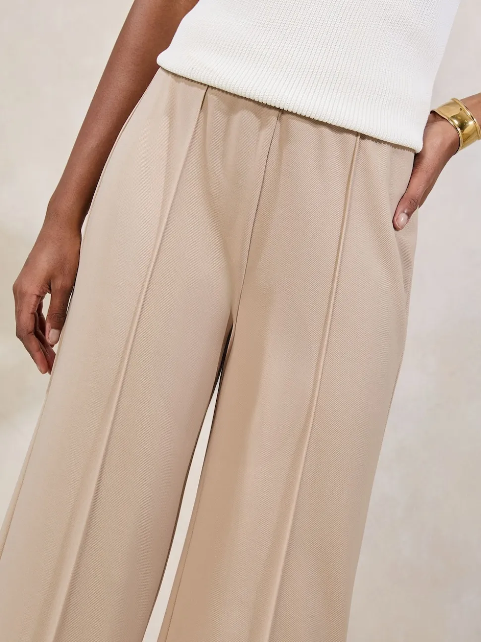 Pastelgeel - Lipsy - Broek met wijde pijpen en hoge taille